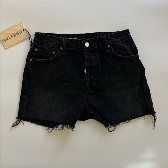 NWT GRLFRND Helena High Rise Cutoff Shorts Washed Black Raw Hem - Picture 4 of 12